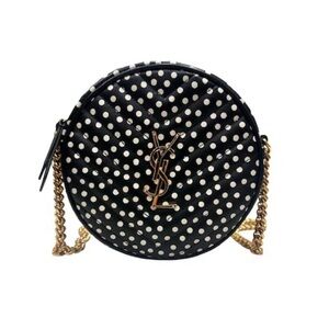 Saint Laurent Vinyle Round Polka Dot Crossbody